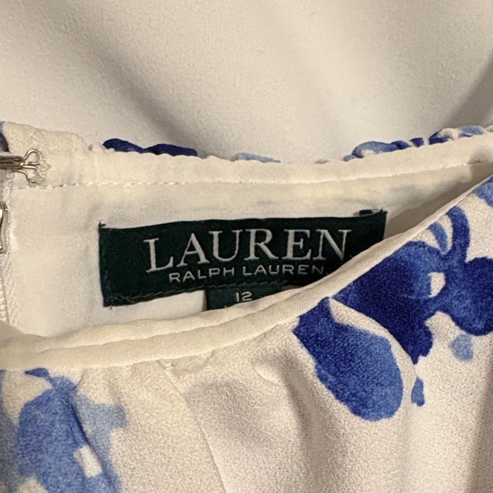 Lauren Ralph Lauren Whimsical Floral Blue and White Dress